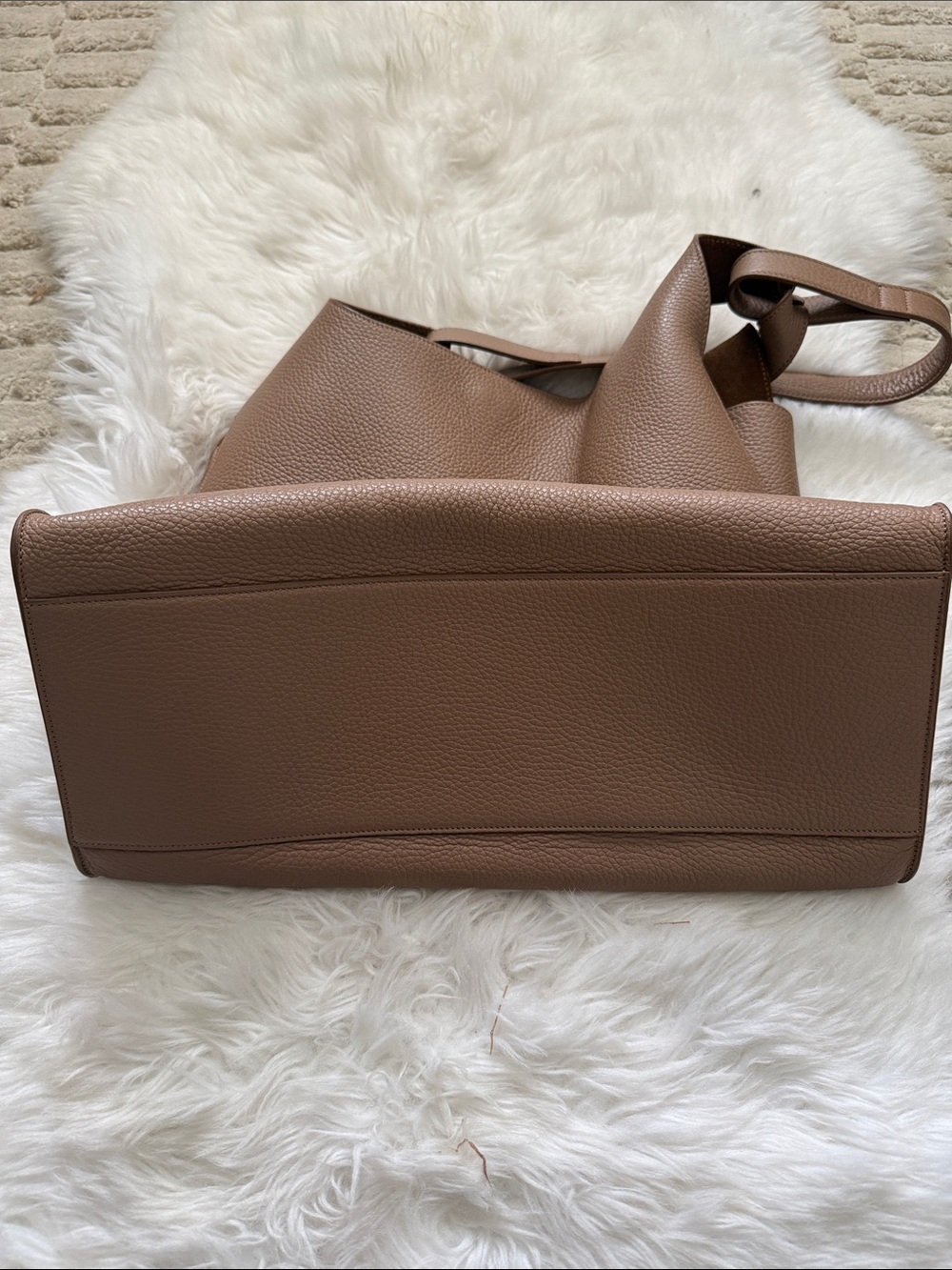 Cuyana Taupe Pebbled Leather Shoulder Bag - Picture 5 of 5